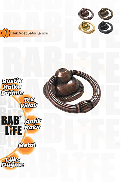 bablife Rustik Halka Sarkaç 35mm Çapında Çekmece Dolap Mobilya Kulpları (Siya...