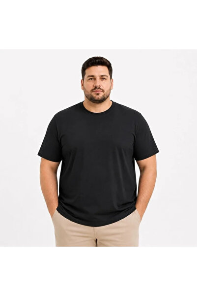 Butik Men's Oversized Big Size Basic T-Shirt Crew Neck Comfortable Fit T-Shir...