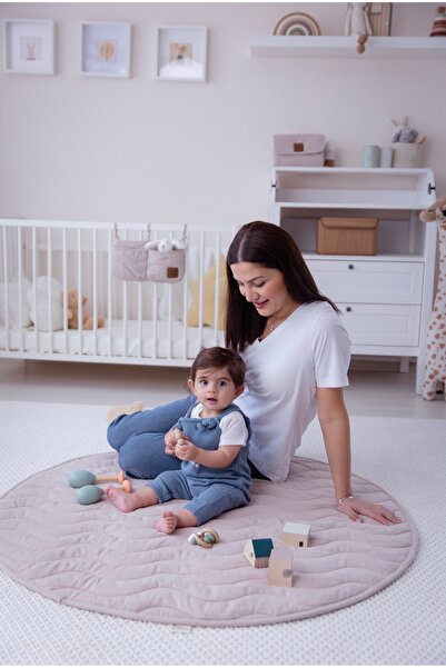 La Flore Mellifere OEKO-TEX® Sertifikalı Elyaf Dolgulu Keten Karışımlı Bebek Oyun Matı – Yumuşak ve Nefes Alabilir