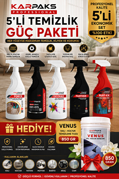 KARPAKS Profesyonel Koltuk Yıkama Paketi – MultiSprey, Force, Rust‑Ex, Oxymax...