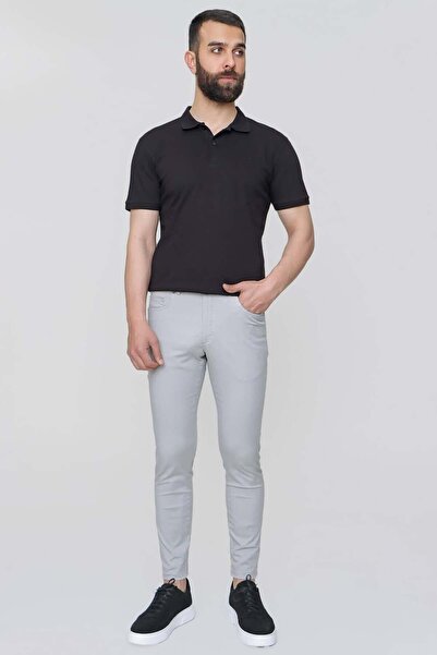 Efor Slim Fit Beş Cep Esnek Pamuklu Gri Kanvas Pantolon P 1087