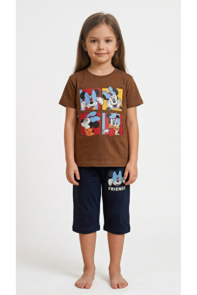 levanapajamas "Mouse and Friends" Girls' 2-Piece Pajama Set Khaki and Black