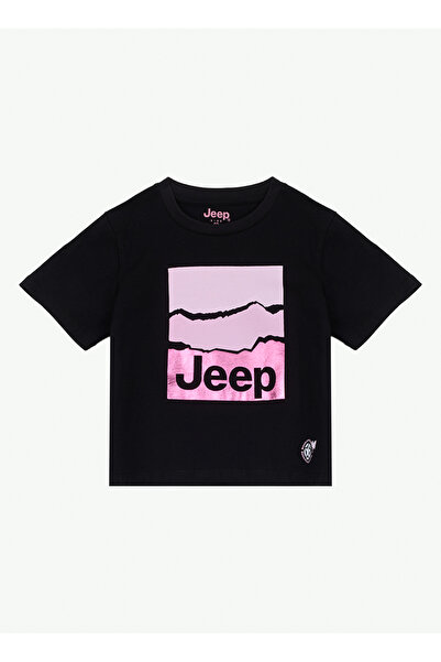 JEEP Siyah Kız Çocuk Baskılı T-Shirt J6SG-TST7620