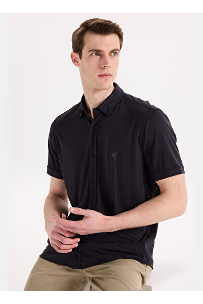 Fabrika Siyah Erkek Slim Fit Gömlek F6SM-GML 2605
