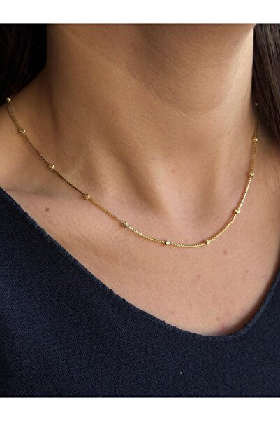 Luseda Gold Renk Minimal İstasyon (Top) Detaylı İnce 45+5 cm Ayarlanabilir Zi...