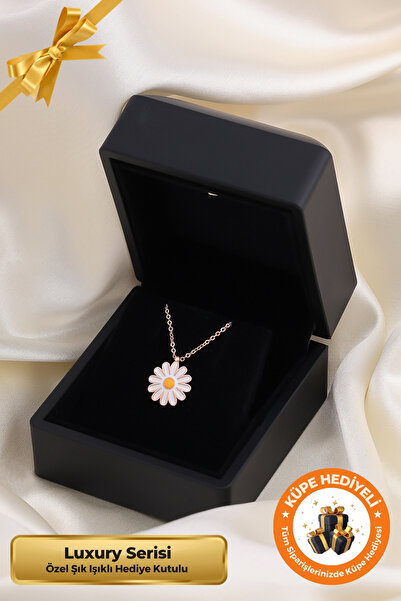 Lucente Jewellery Işıklı Hediye Kutulu Papatya Özel Tasarım 925 Ayar Rose Güm...