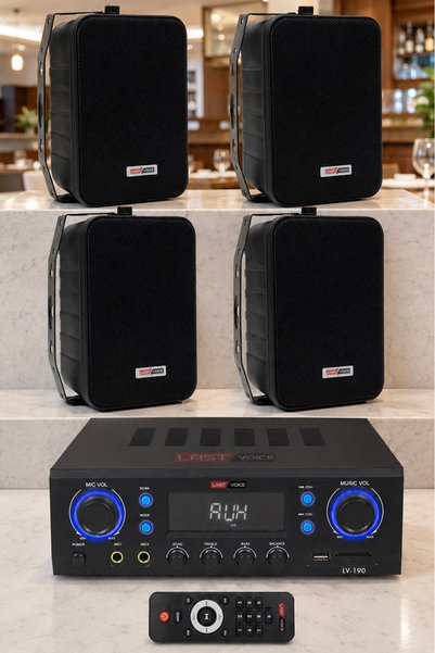 Lastvoice Black Wall Small Paket-2 Hoparlör Ve Anfi Ses Sistemi Seti (1 ANFİ ...