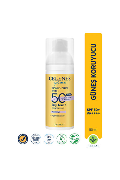 Celenes BY SWEDEN HERBAL DRY TOUCH SPF 50 MAT BİTİŞLİ GÜNEŞ KREMİ - YÜZ VE DE...