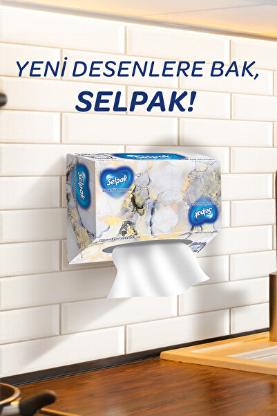 Selpak El Ve Yüz Havlusu Kutulu Mermer Desen 4*80 Yaprak