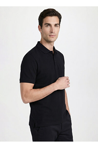 Fabrika Siyah Erkek Regular Fit Polo T-Shirt NOBRO CEPLI NB