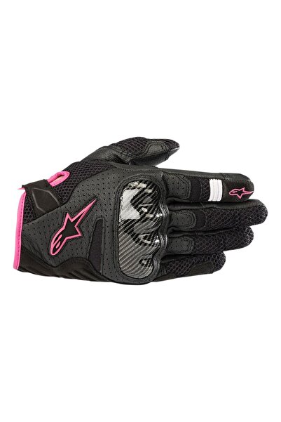 Alpinestars Stella SMX-1 Air V2 Korumalı Kadın Motosiklet Eldiveni Siyah Fuşya