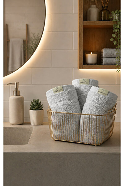 Nimba Home 3'lü Premium Açık Gri Misafir Havlu Seti 30x30 cm