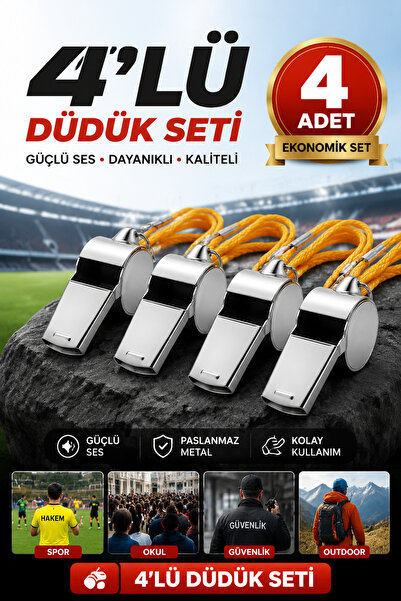 Milena Life 4'lü Paslanmaz Metal Deprem Düdüğü Seti – Sarı İpli, Acil Durum, ...
