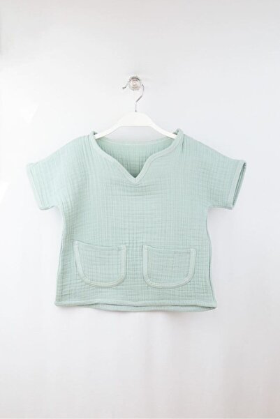 Bondilolly Muslin Baby T-Shirt Pocket V-Neck 100% Cotton