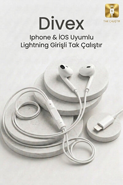 Divex Lightning Girişli Iphone & İOS Cihazlara Uyumlu Tak Çalıştır Kablolu Ku...