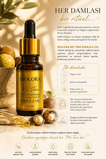 Biolora Marula Kakao Yağı Özlü Anti Aging Yüz Yogası Doğal Bakım Serumu 20ML.