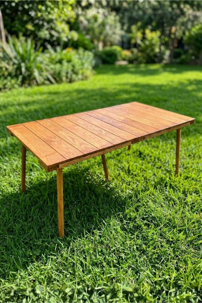 Wooden Factory Ahşap El Yapımı Katlanabilir Kamp Masası 50x100 cm Piknik Masa...