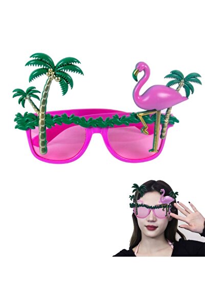 partidolu Tropical Yaza Merhaba Hawaian Flamingo Palmiye Temalı Parti Gözlüğü