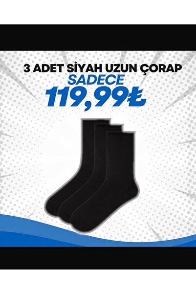 YONCA OUTLET 4’lü Siyah Erkek Uzun Çorap – Pamuklu, Terletmeyen, Günlük Kulla...
