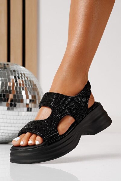 Zaira Sandale cu platforma dama negre din piele ecologica intoarsa Beatriz #2...