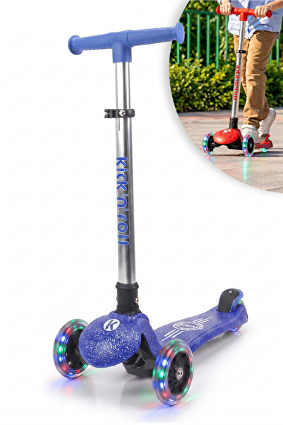 OLLY Kick'n'Roll Led Işıklı 3 Tekerlekli Lean-to-Steer Scooter 3-8 Yaş