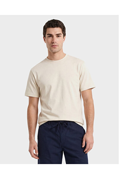 Gant Erkek Krem Bisiklet Yaka Regular Fit T-Shirt