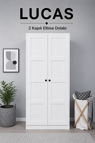 midoser Lucas 2 Kapaklı Elbise Dolabı Ve Çok Amaçlı Dolap - Mat Beyaz