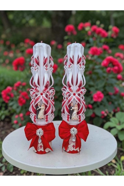 LumanariRegale Lumanari sculptate nuntă, set 2 buc, 36 cm