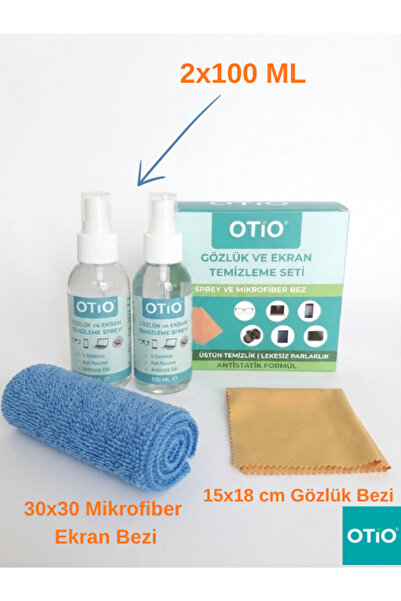 otio Gözlük ve Ekran Temizleme Seti, 2 adet 100 ml Sprey ve Mikrofiber Temizl...