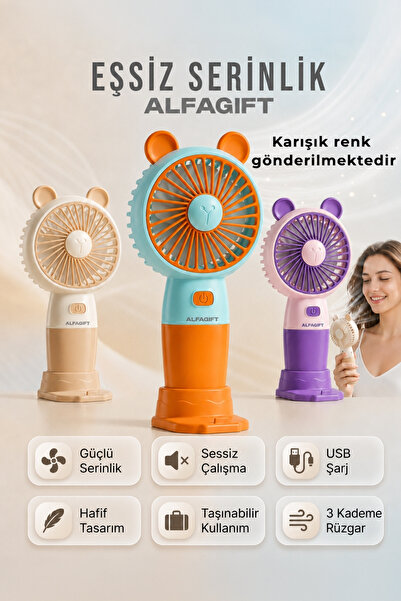 STARCOM Mini Fan Usb Vantilatör El Fanı Taşınabilir Vantilatör Şarjlı Sevimli...