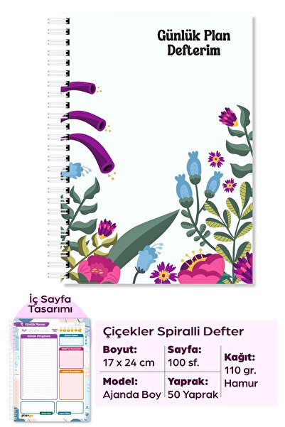 Plango Çiçek Bahçesi Günlük Planlayıcı Defter - Daily Planner - Ders Çalışma ...