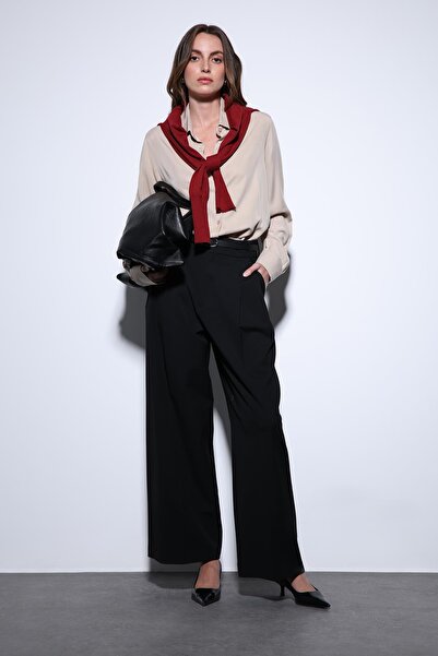 Antioch Black Pleated Palazzo Women's Trousers