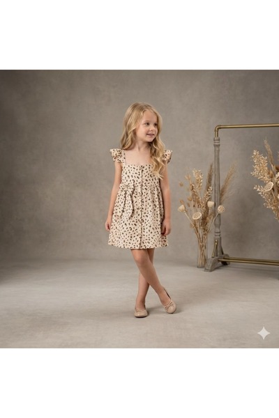 Erca Home Tekstil Ürünleri LEOPAR DESENLİ RAHAT KALIP YAZLIK ELBİSE 3Y,4Y,5Y,...