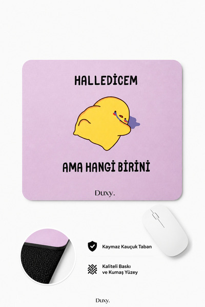 Duxy Esprili Desenli Mouse Pad, 23x19 cm, Kaymaz Taban, Ev, Ofis ve Oyun için...