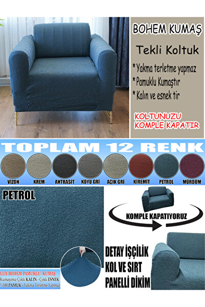 İLYEVTEKSTİLİ Bohem Cotton Fabric for Single Complete Dressing Room and Armch...