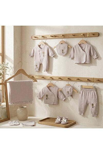 Baby Violette Organik Pamuklu Yeni doğan seti müslin kumaş