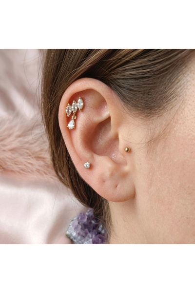 Bylin Cerrahi Çelik Kulak Piercing Küpesi Set- 3 Adet
