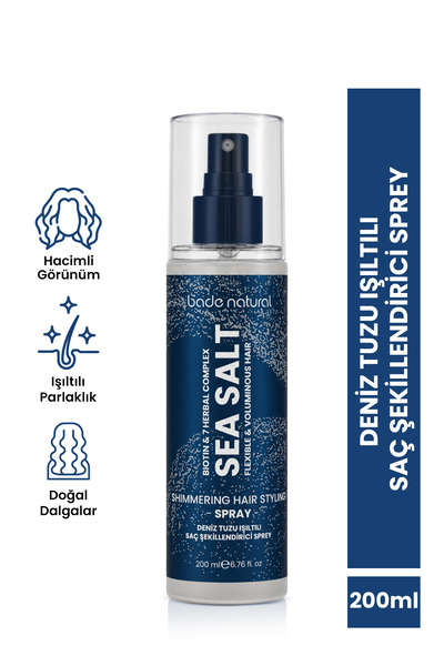 Bade Natural Deniz Tuzu Işıltılı Şekillendirici Saç Spreyi 200 ml