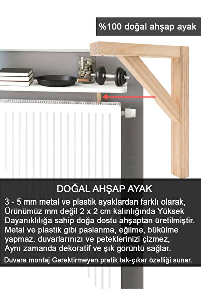 Zümra Ahşap Petek Üstü Raf Beyaz Renk 16x120 cm