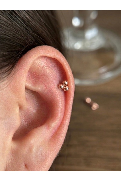 Bylin Takı %100 316 L Cerrahi Çelik Üç Top Kıkırdak Piercing- Bar Uzunluğu 6 ...