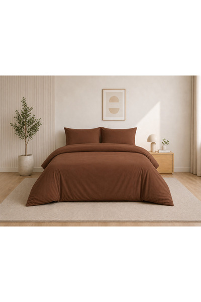 Liz Line Brown double bed linen, sheet 240x240cm, "Monochrome" collection mad...