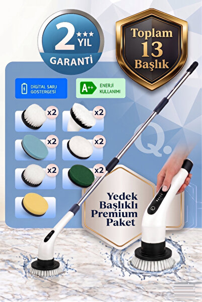 Quantis Premium Paket - Yedek Başlıklı - Şarjlı ve Elektrikli Temizlik Fırças...