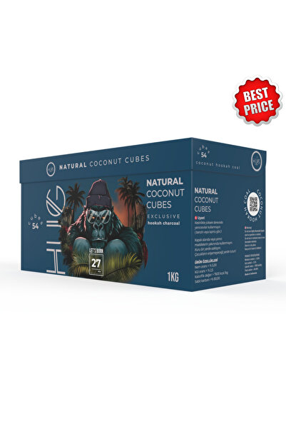 HUG Coal 27 mm %100 Doğal Hindistan Cevizi Nargile Kömürü 1 kg (54 Küp)