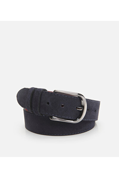 Hotiç Men's Leather Navy Blue Belt