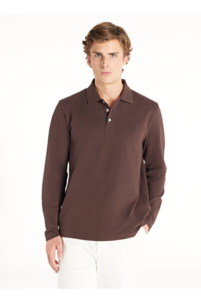 Ted Baker KAHVERENGİ UZUN KOLLU POLO PİKE TSHİRT