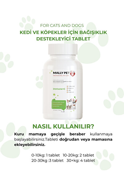 MALLY PET PROFESSIONEL PET CARE Kedi Ve Köpekler Için Bağışıklık Sistemini Güçlendirici Immune C 75 Tablet