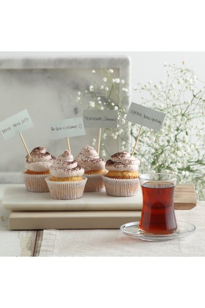 LAV Duru Glass Tea Set for 6 People 155 ml (6 Tea Cups, 6 Tea Saucers)