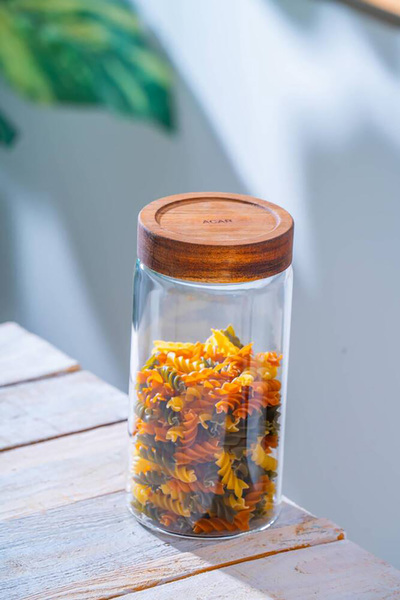 ACAR Malibu Acacia Lid Borosilicate Glass Jar - 1300 ml Lnd-07572