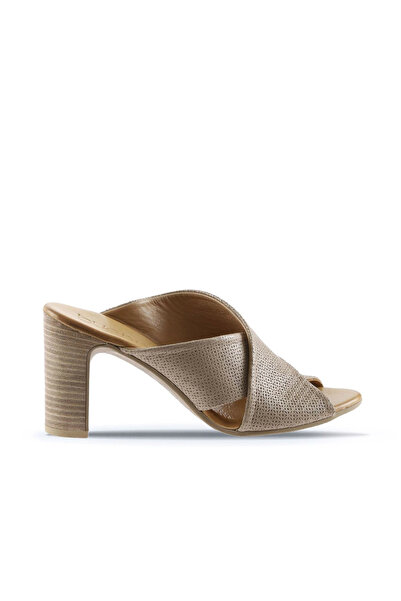 BUENO Shoes Gray Leather Women's Heels Slipper 01Wn4303