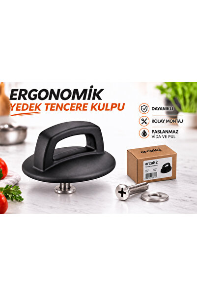 arcaK2 Tencere Cam Kapak Kulp u ve Paslanmaz Vidasıyla Beraber (1Adet)